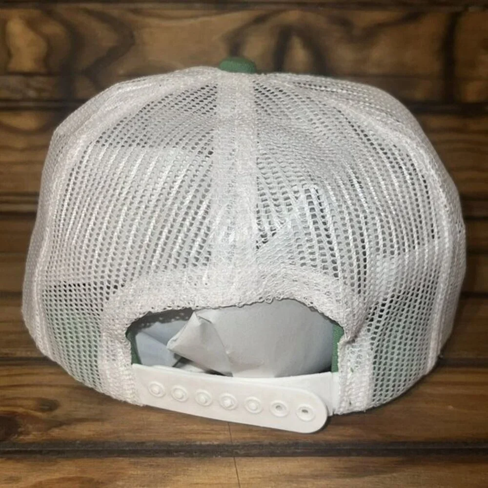 Vintage John Deere K Products Snap Back Trucker Hat Mesh MADE IN USA Green White